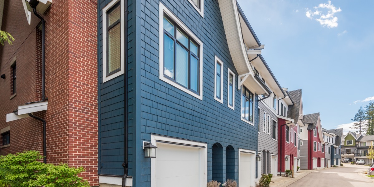 Colorful Townhouses in a Peaceful Suburban Neighborhood